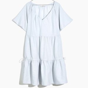 Madewell Linen Blend Lorelei Tiered Mini Dress Blue XXL NWT